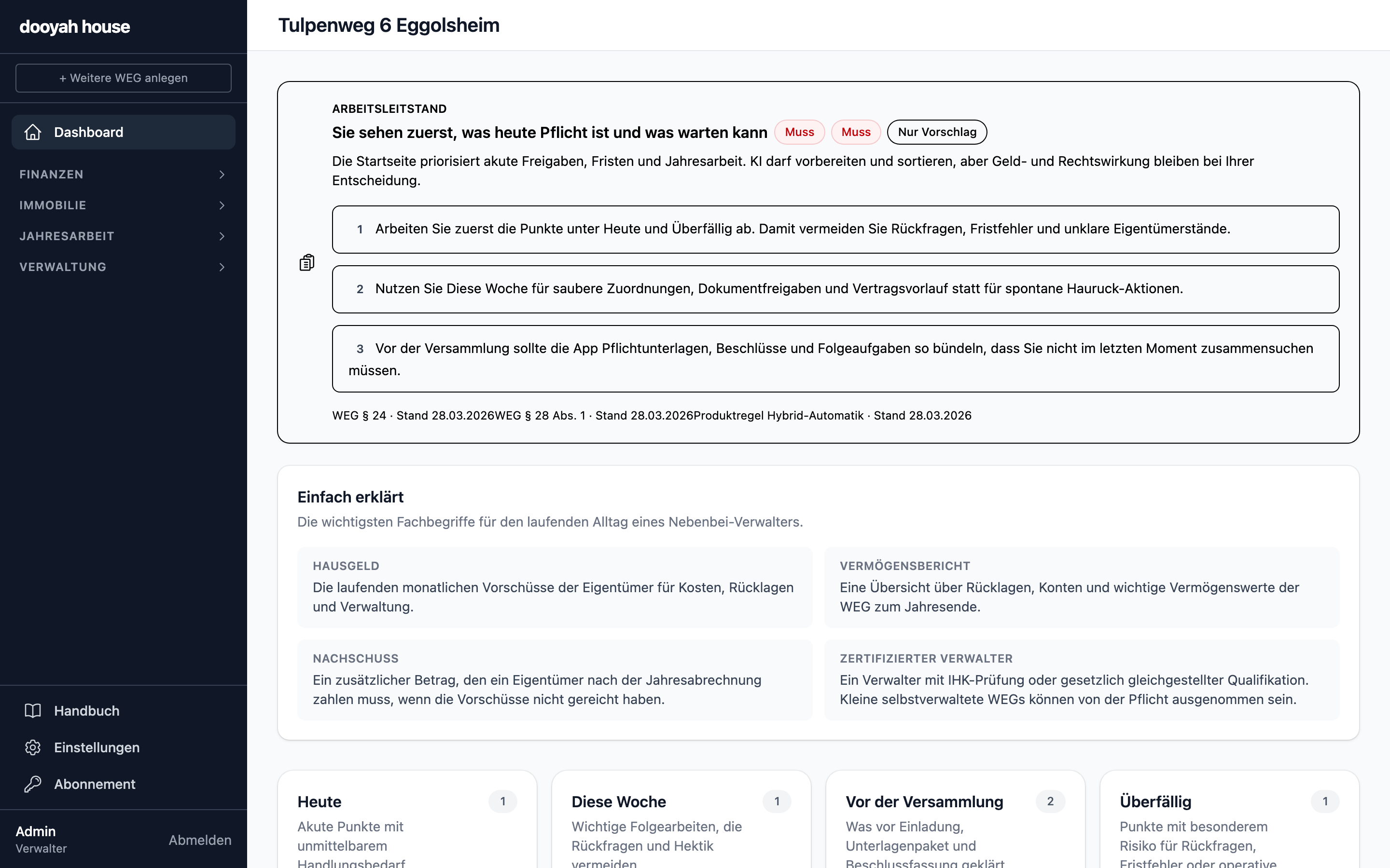 Dashboard & Arbeitsleitstand