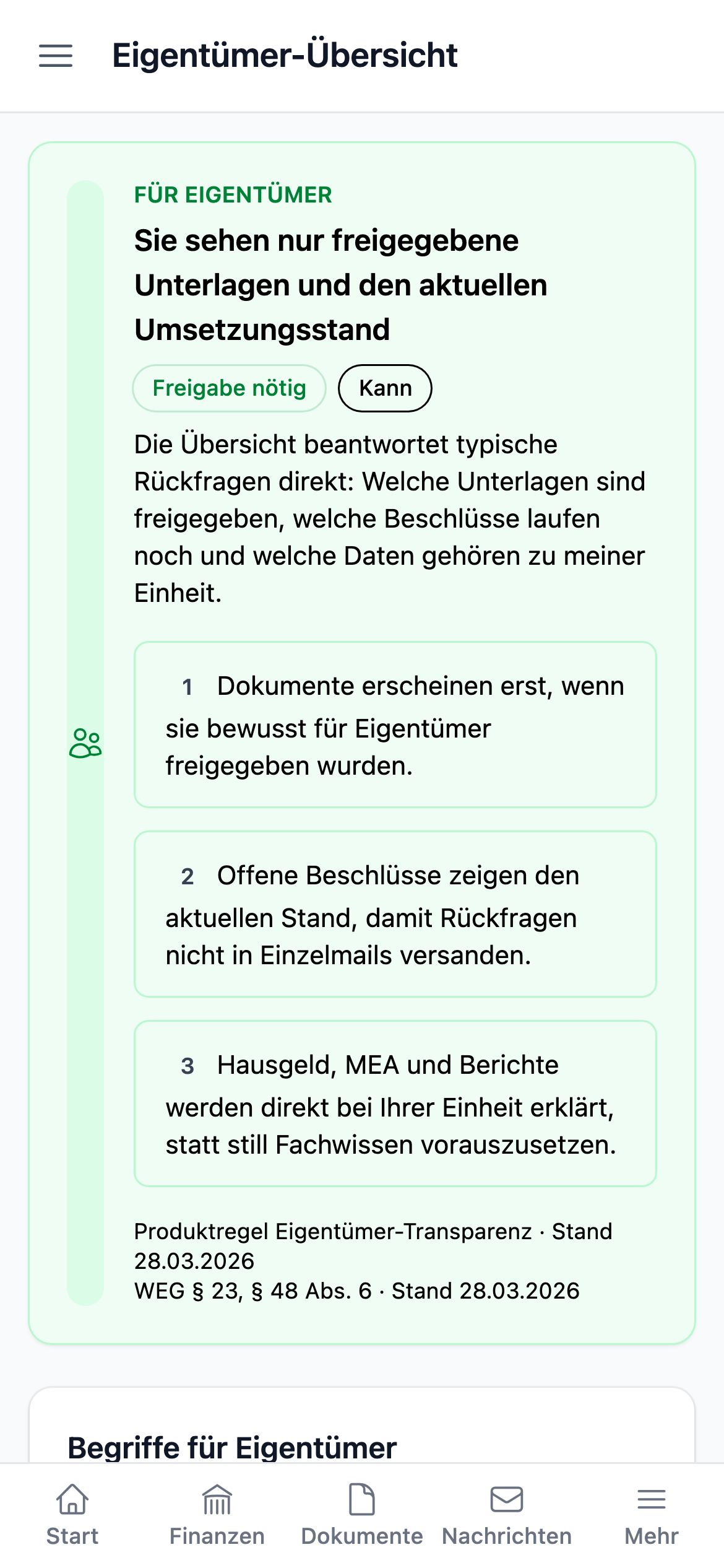 Eigentümer-Portal – Mobile